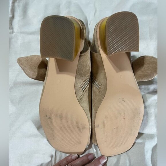 MOOMMO Women Heeled Sandals with Bow Peep Toe Chunky Block Low Heel Size 9 - Picture 7 of 11